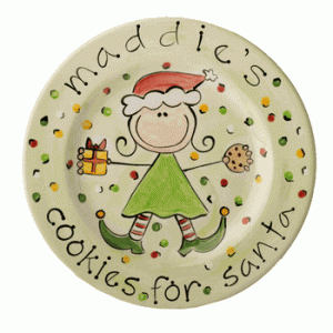 santa's cookies girls personalized plate 